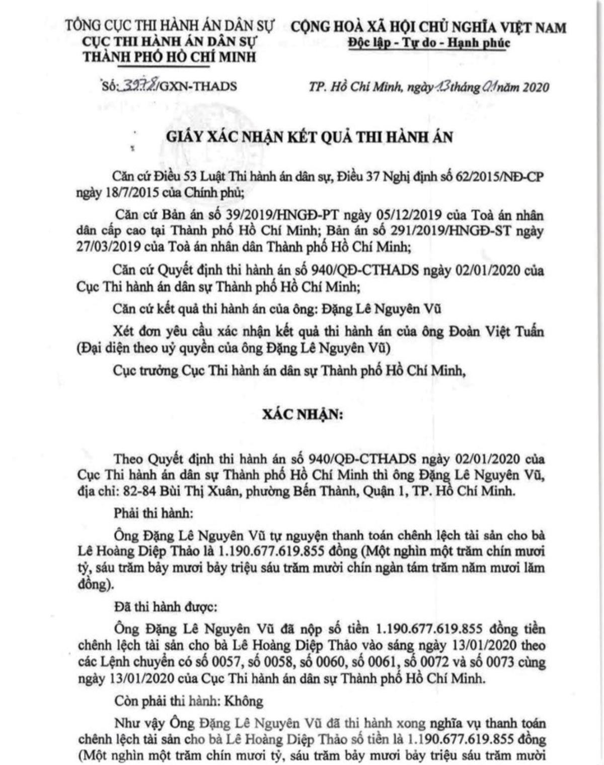 Ông Đặng Lê Nguyên Vũ đã nộp xong gần 1.200 tỷ thi hành án Ảnh 1