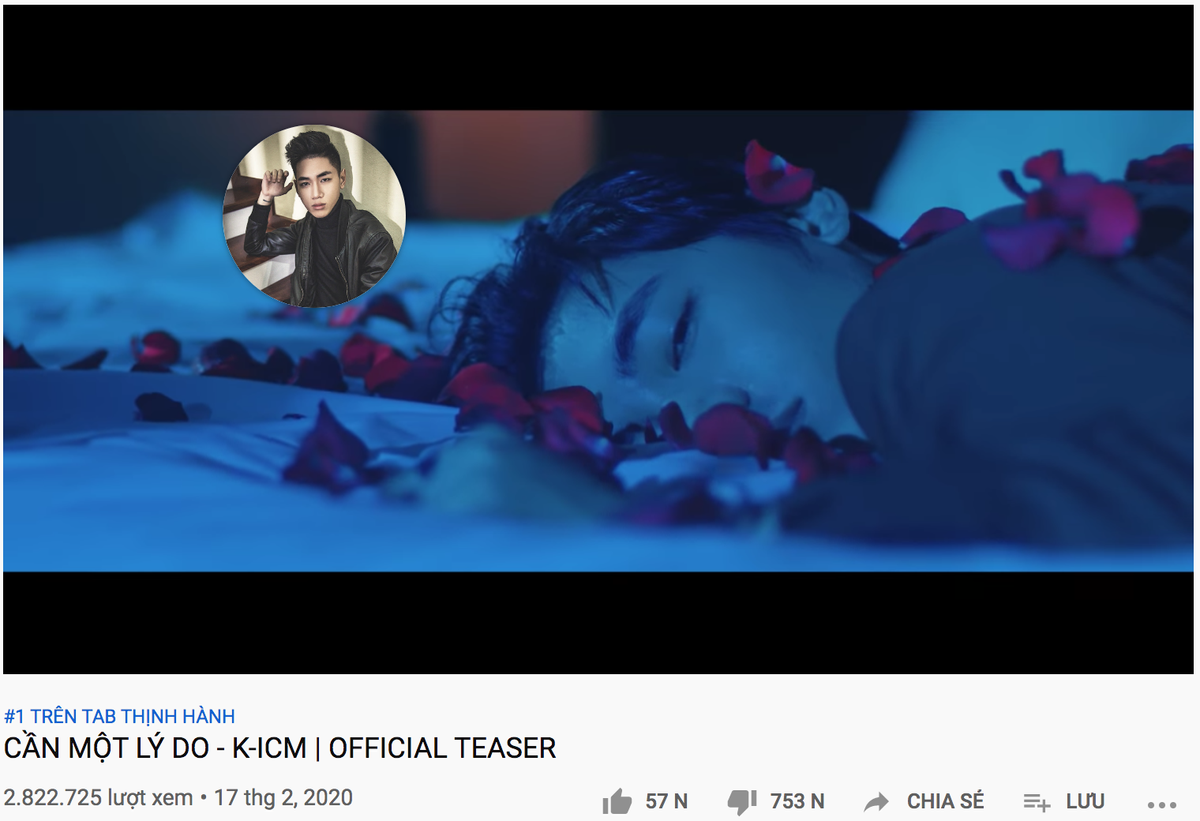 Teaser 'Cần một lý do' của K-ICM vượt mặt MV Hoa vô sắc, nhận 'thành tích' dislike lớn nhất Việt Nam chưa đầy 24h ra mắt Ảnh 1