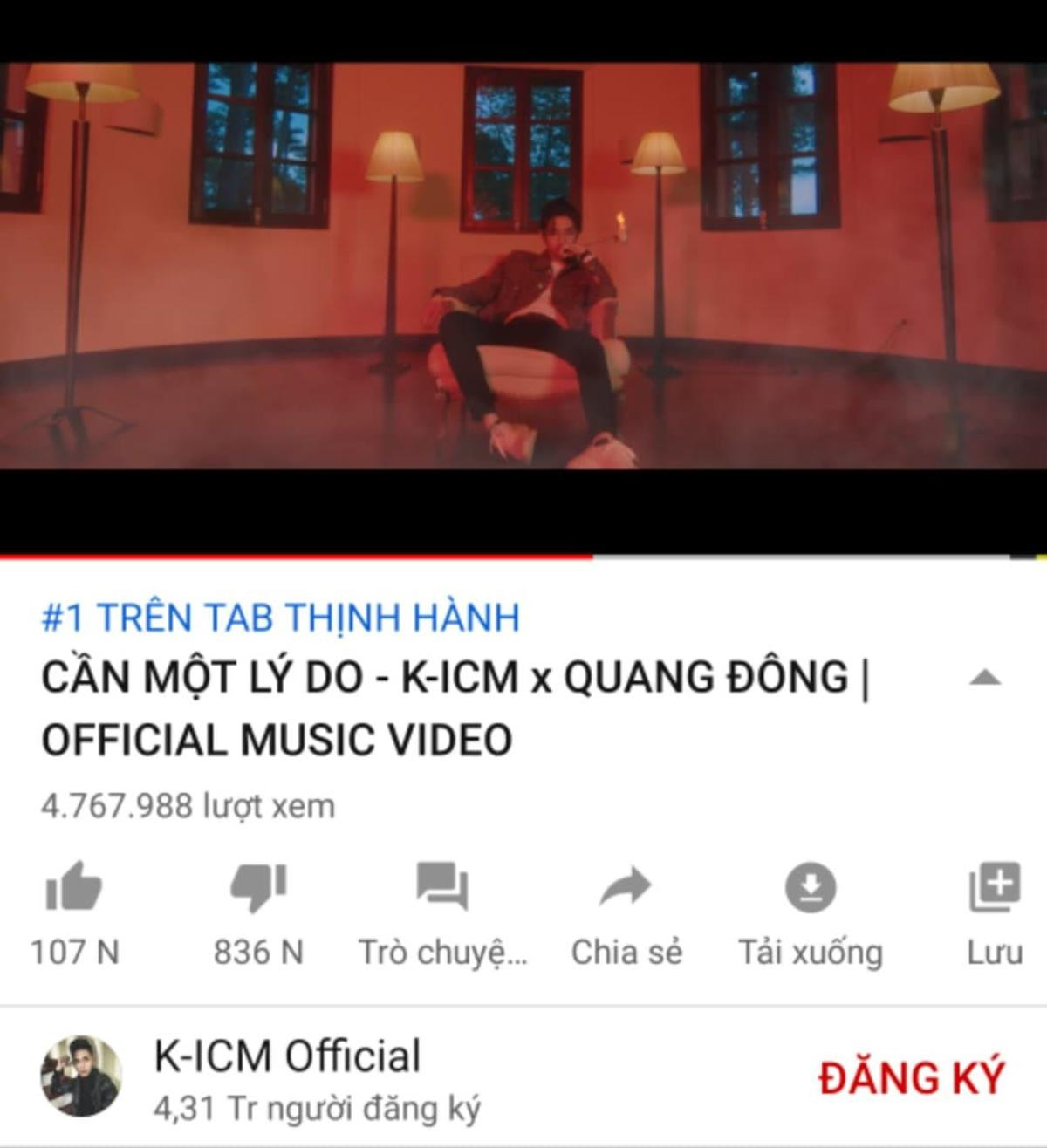 Sau 24h ra mắt, 'Cần một lý do' từ K-ICM đã thu về những con số nào? Ảnh 1