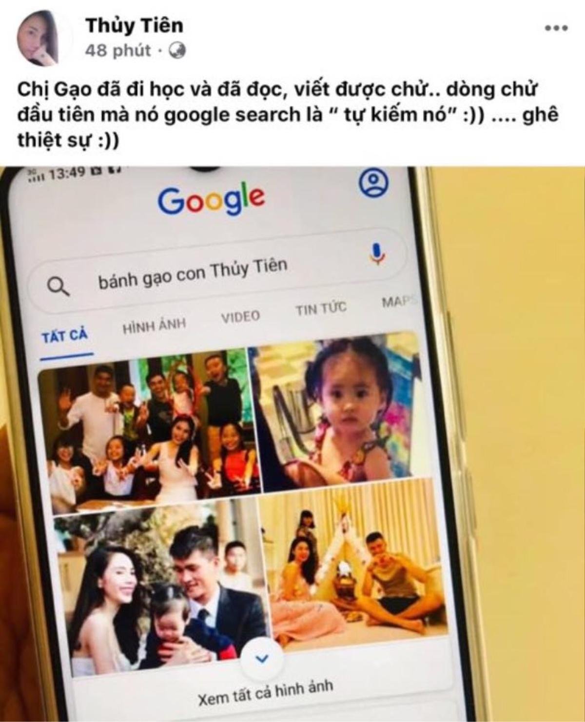 Con gái Công Vinh - Thủy Tiên mới biết đọc biết viết, đã lên google tra tên mình Ảnh 1