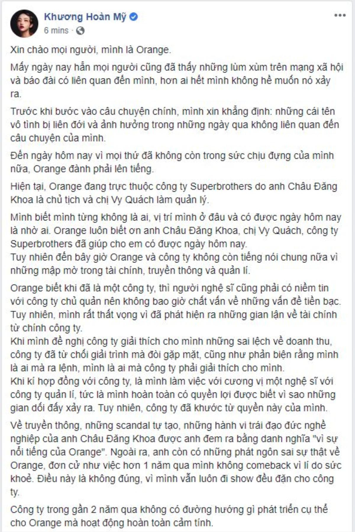 Orange rời khỏi công ty của Châu Đăng Khoa, tố ekip gian lận tài chính - tự tạo scandal Ảnh 3