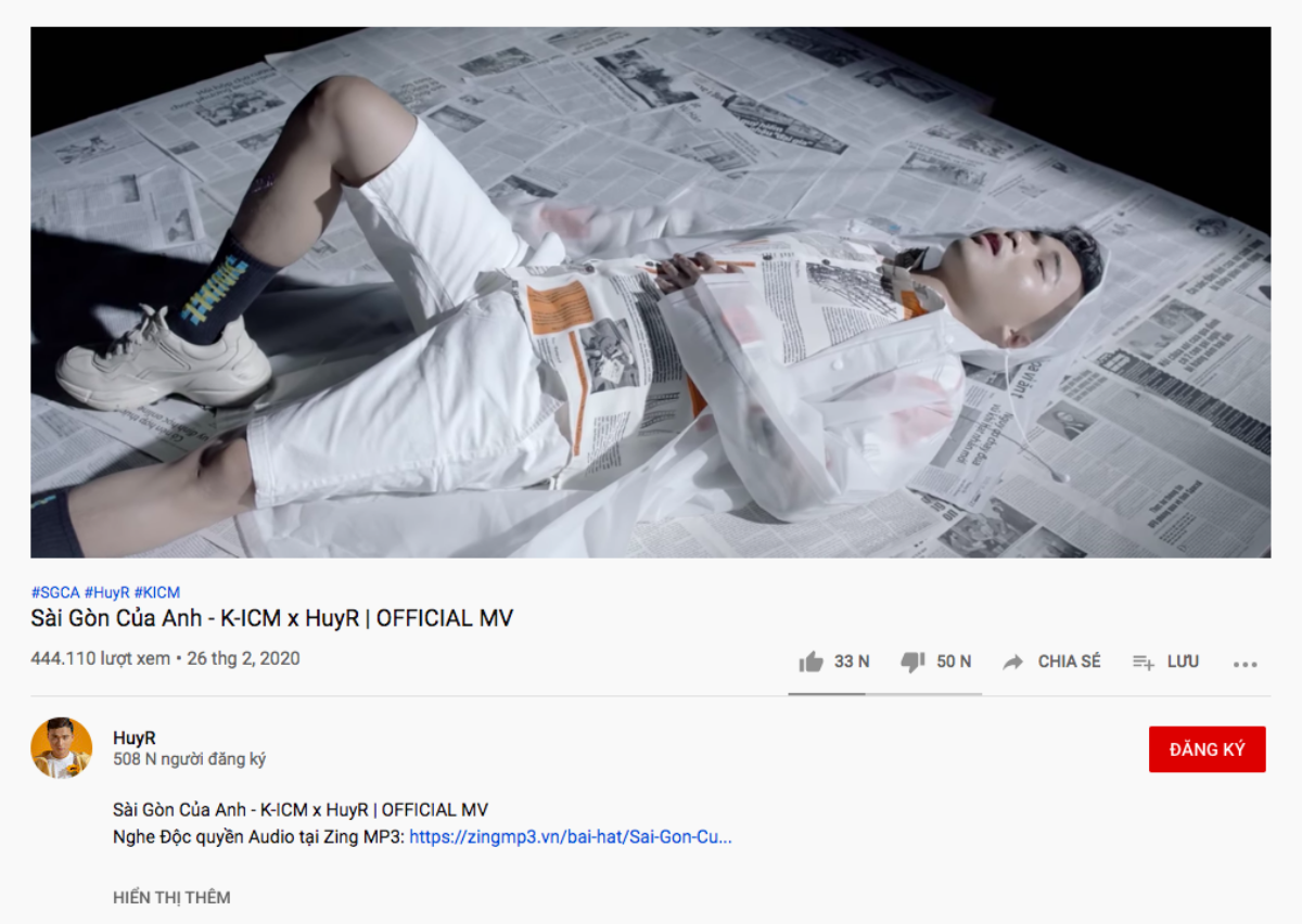 'Top trending' HuyR bắt tay trùm view K-ICM nhưng MV 'Sài Gòn của anh' sau 1 ngày chưa đạt 500 nghìn view Ảnh 1