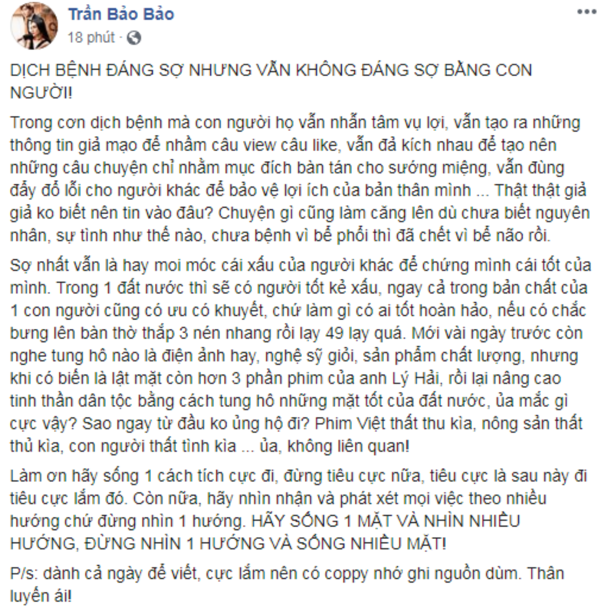 BB Trần lên tiếng xin lỗi sau phát ngôn ‘dịch bệnh đáng sợ nhưng không đáng sợ bằng con người' Ảnh 4