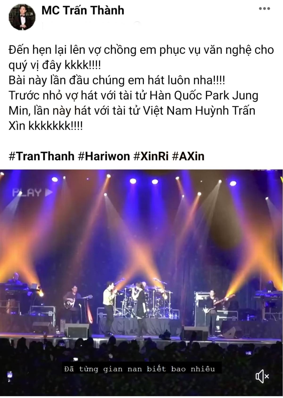 Trấn Thành song ca thắm thiết cùng Hari Won, nhưng vẫn không quên 'cà khịa' Park Jung Min vì điều này… Ảnh 1