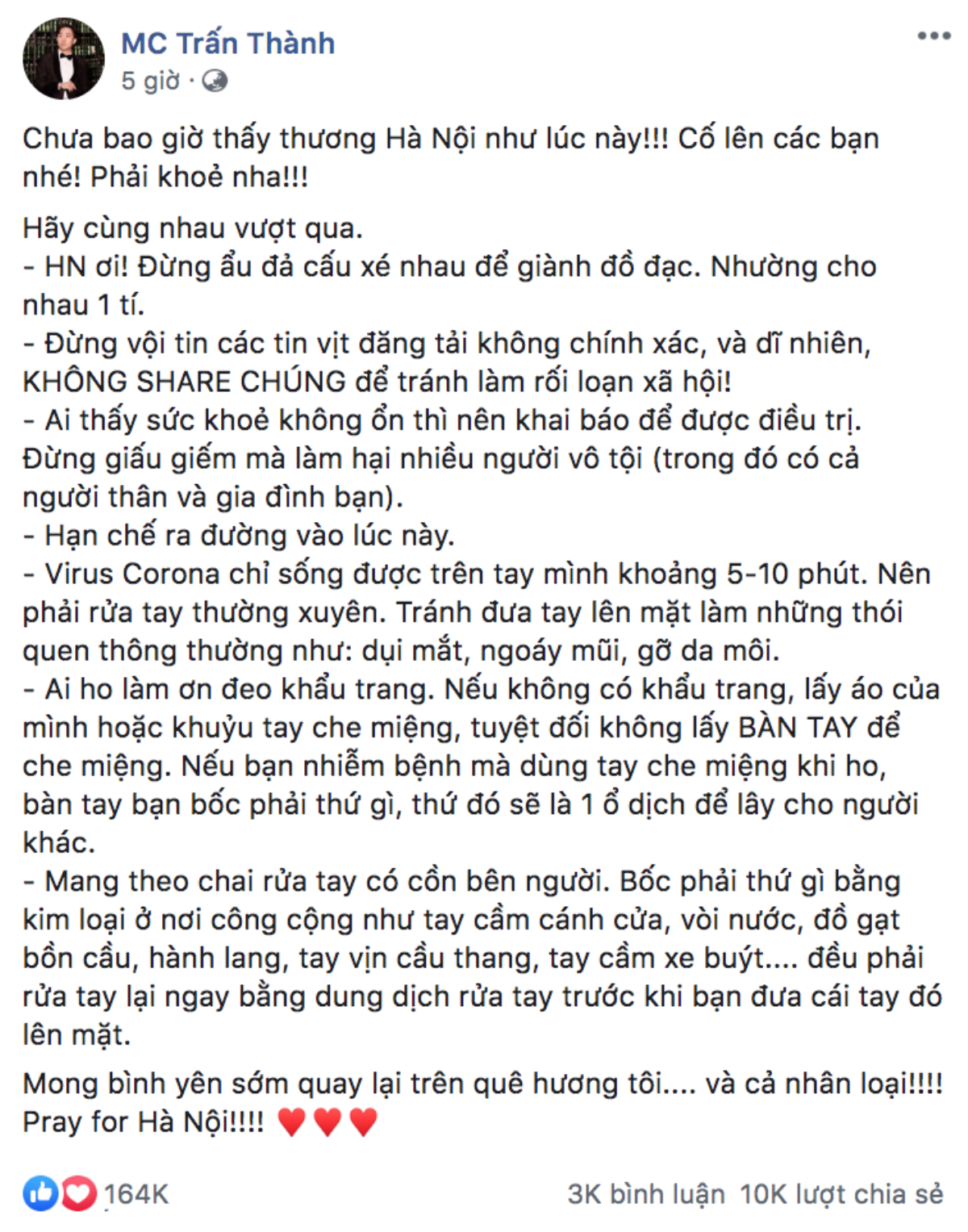 Trấn Thành, Võ Hoàng Yến, Tóc Tiên, Soobin Hoàng Sơn và loạt sao Việt lên tiếng kêu gọi mọi người bình tĩnh, nâng cao ý thức chống dịch COVID-19 Ảnh 1