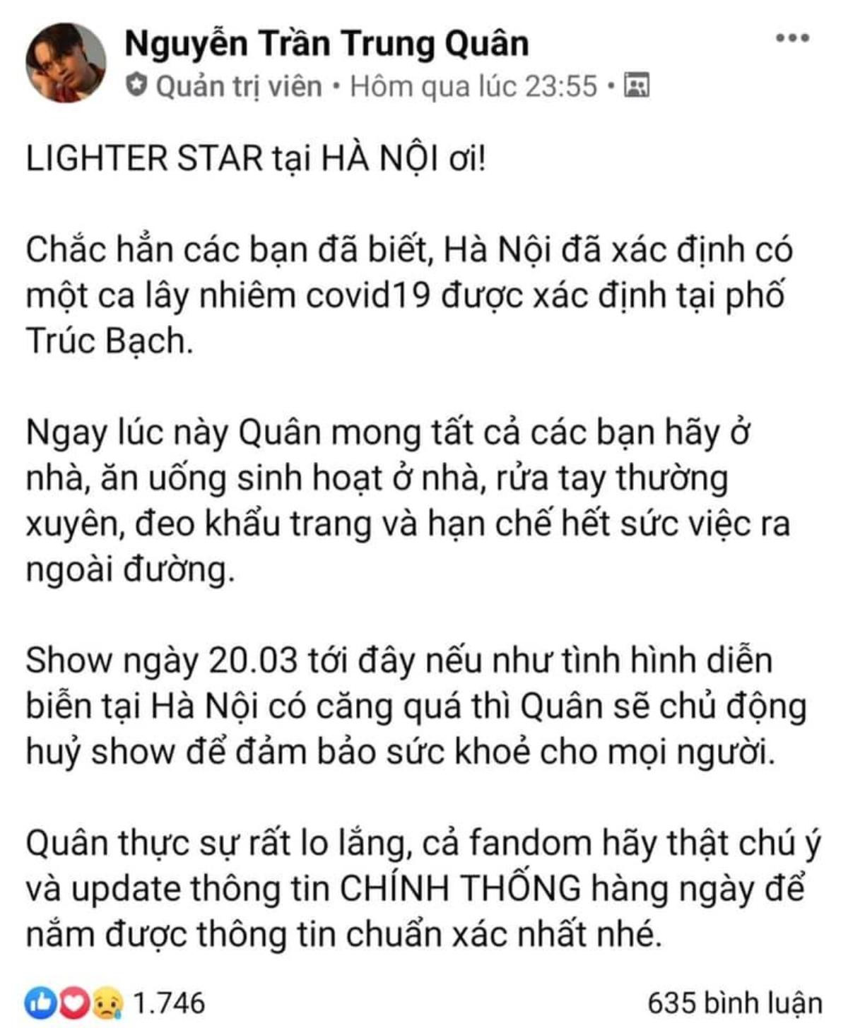 Nguyễn Trần Trung Quân cho biết bình luận gây tranh cãi về Covid-19 là do… antifan tạo ra! Ảnh 2