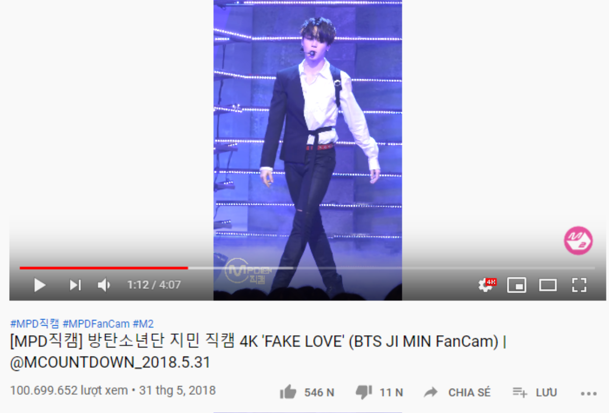 Không hổ danh 'thánh fancam' của BTS, Jimin tiếp tục chạm ngưỡng 100 triệu lượt xem với Fake Love Ảnh 2