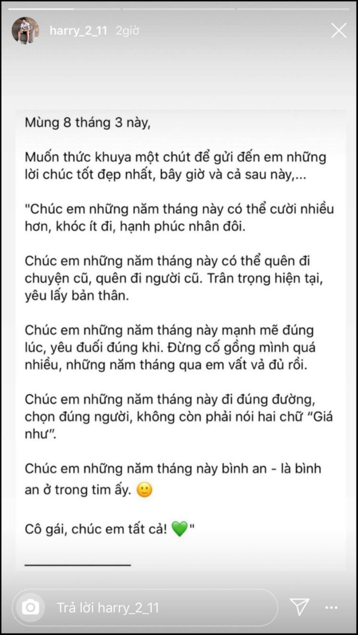 Thiếu gia Harry Hưng gây xôn xao khi đăng bài chúc 8/3 'na ná' lời Quang Hải dành tặng Nhật Lê Ảnh 1