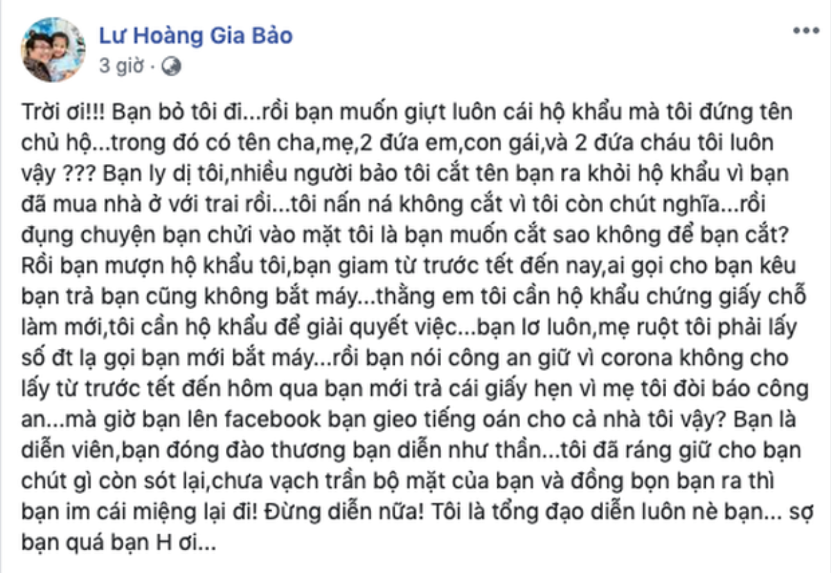 Sau ồn ào tố không cho gặp con, Gia Bảo lại 'kể tội' vợ cũ muốn chiếm đoạt hộ khẩu mang tên anh Ảnh 1