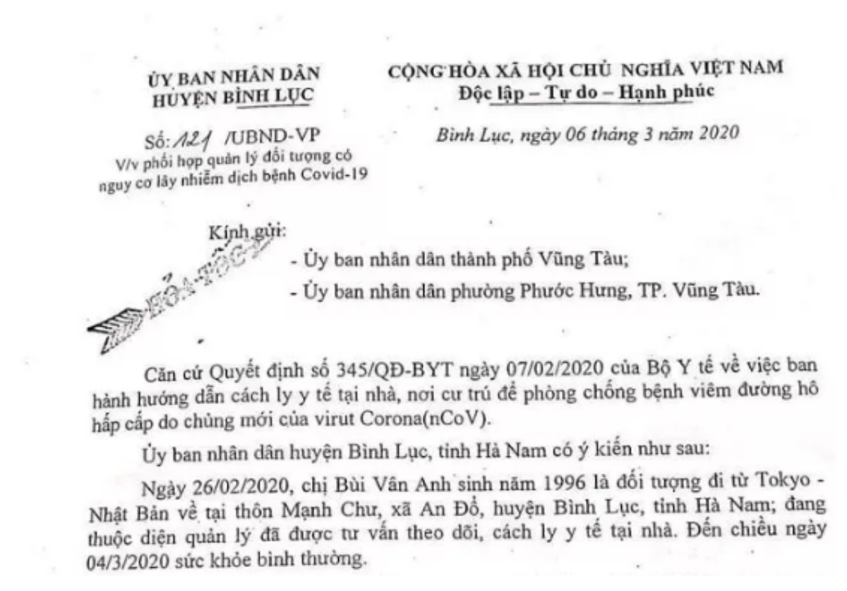 Đang thuộc diện cách ly tại nhà ở Hà Nam, người phụ nữ cùng chồng bỏ trốn vào TP Bà Rịa Ảnh 1