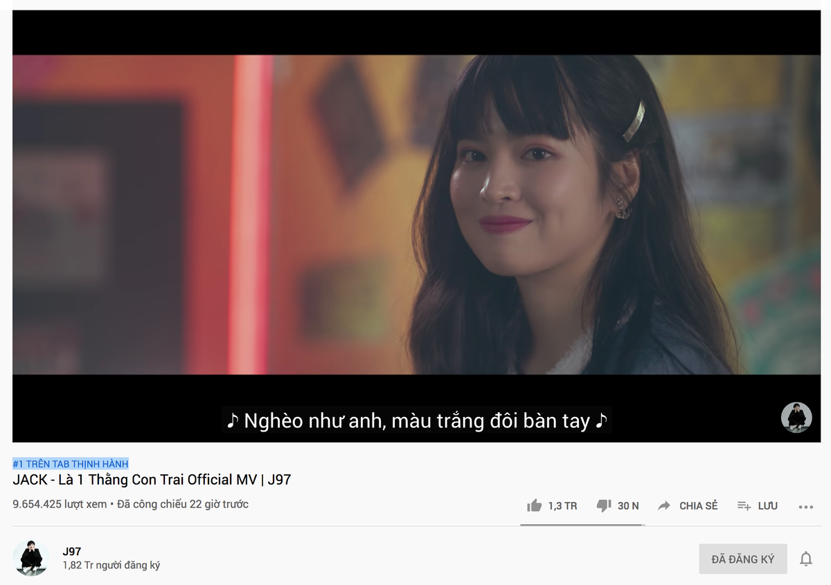 MV 'Là 1 thằng con trai' của Jack vươn #27 top trending Đài Loan, kênh youtube tăng 400.000 theo dõi Ảnh 1