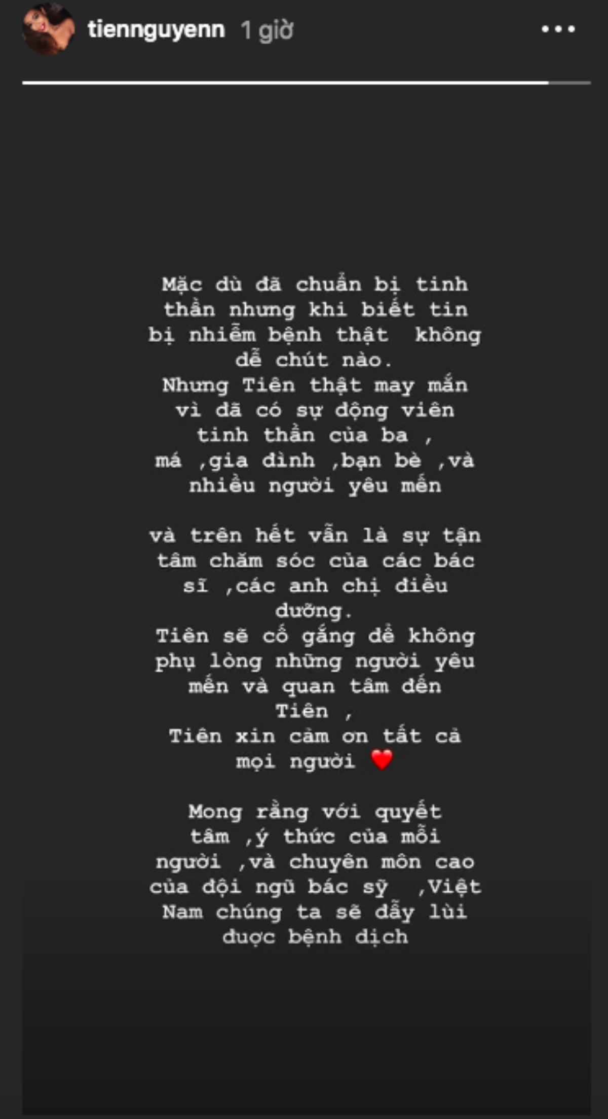 Em chồng Hà Tăng - Tiên Nguyễn chia sẻ khi đang điều trị Covid-19: 'Mong Việt Nam sẽ đẩy lùi dịch bệnh' Ảnh 1