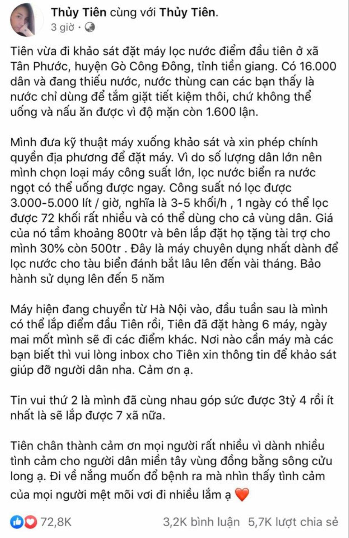 Thủy Tiên khảo sát đặt máy lọc nước, giúp người dân đồng bằng sông Cửu Long vượt nạn xâm nhập mặn Ảnh 2