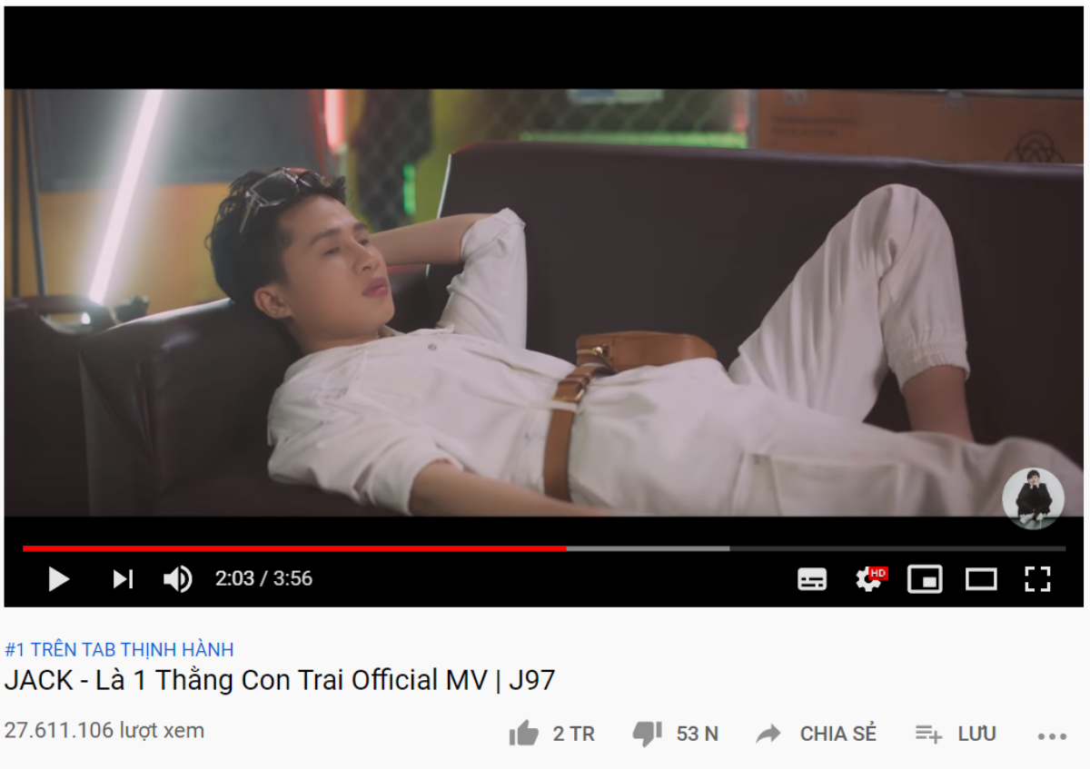 Sau Sóng gió, Jack tiếp tục 'bỏ túi' thành tích MV 2 triệu like với #L1TCT Ảnh 1