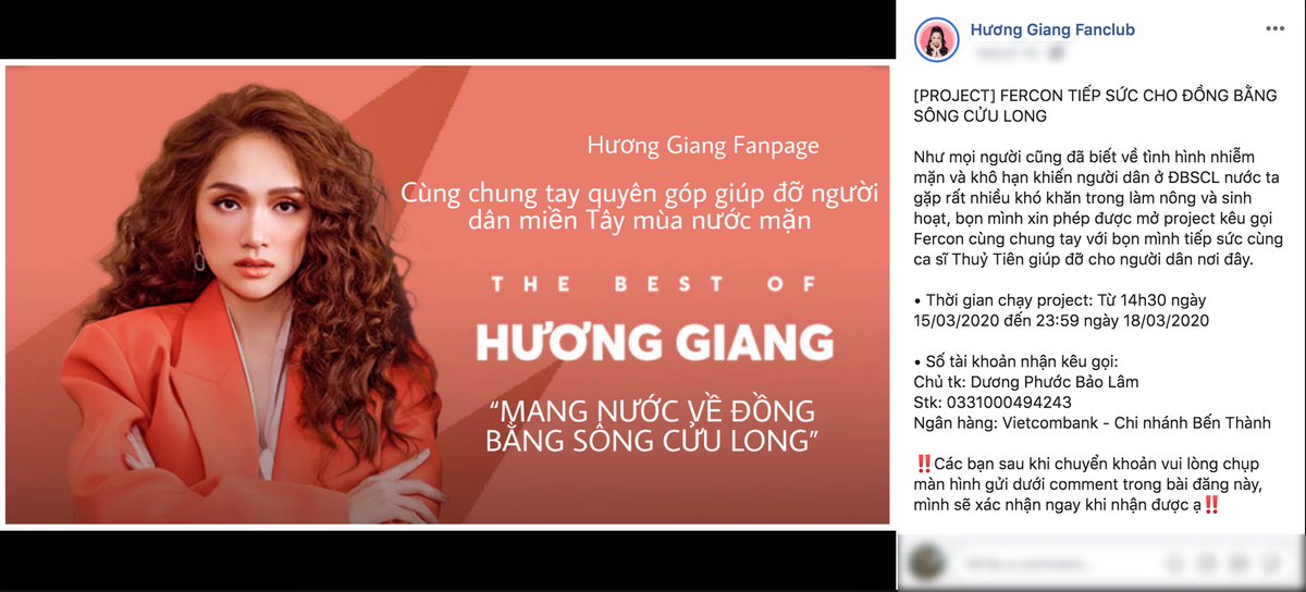 Hương Giang xuất sắc cán mốc 3 triệu follow, Fan Club tự hào gây quỹ hỗ trợ người dân miền Tây Ảnh 2