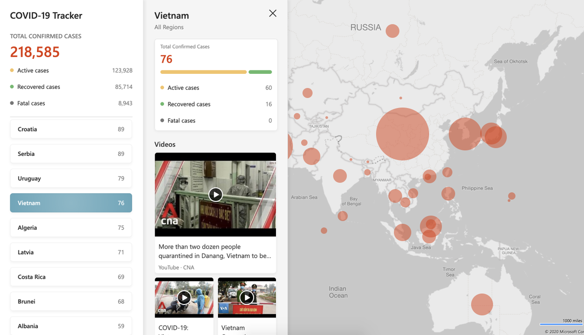 Cách theo dõi mức độ lây lan của dịch Covid-19 bằng công cụ của Microsoft Ảnh 2