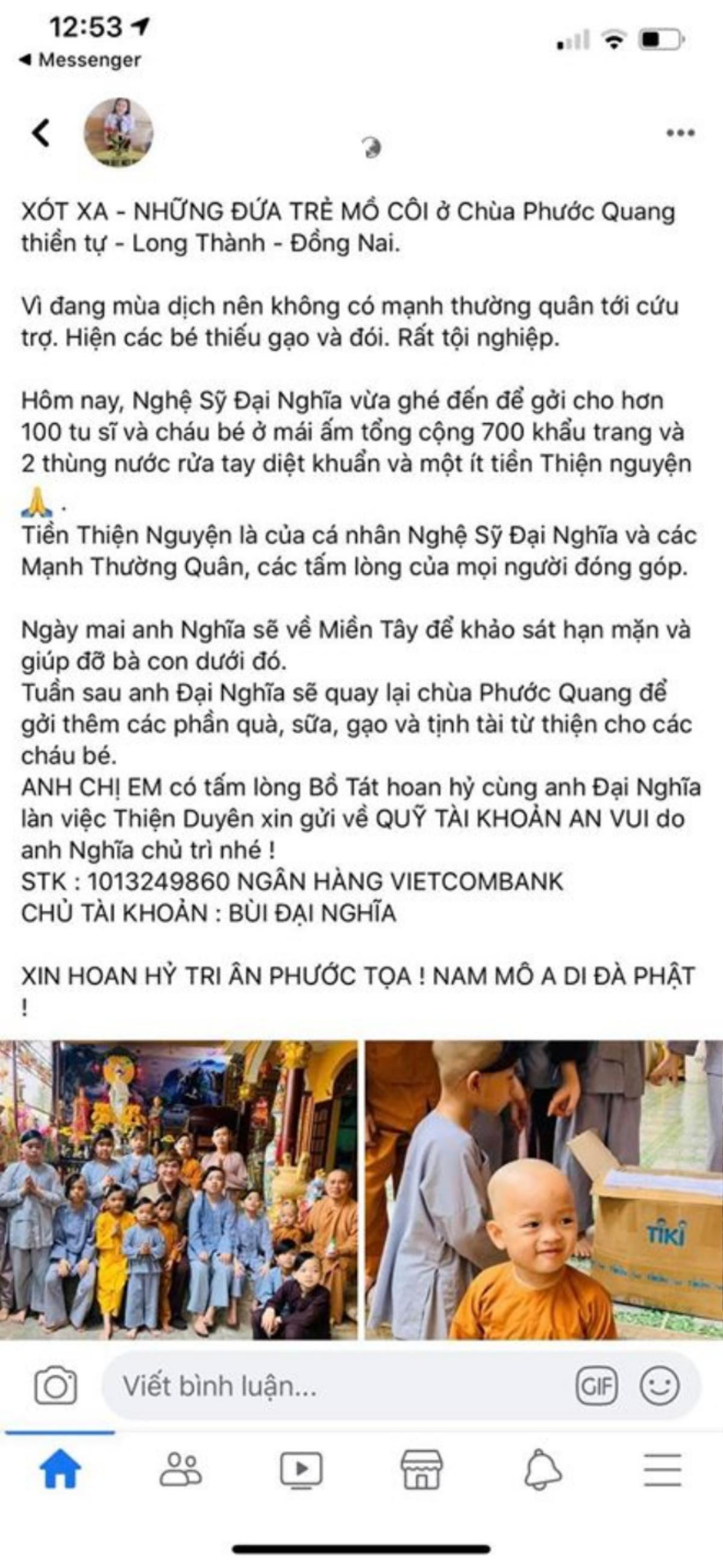 Đại Nghĩa bị giả mạo tài khoản để kêu gọi quyên góp từ thiện Ảnh 2