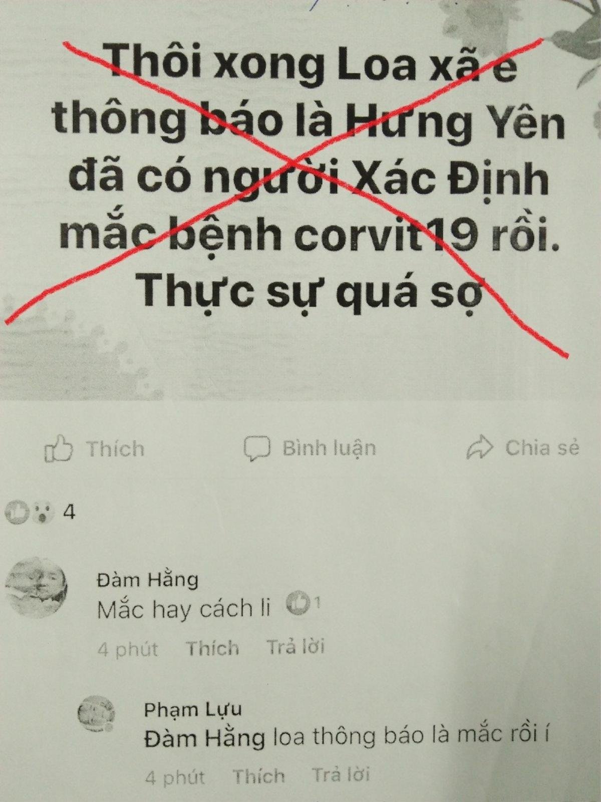 Tung tin ‘loa xã thông báo Hưng Yên đã có người mắc COVID-19’, cô gái bị phạt 10 triệu đồng Ảnh 1