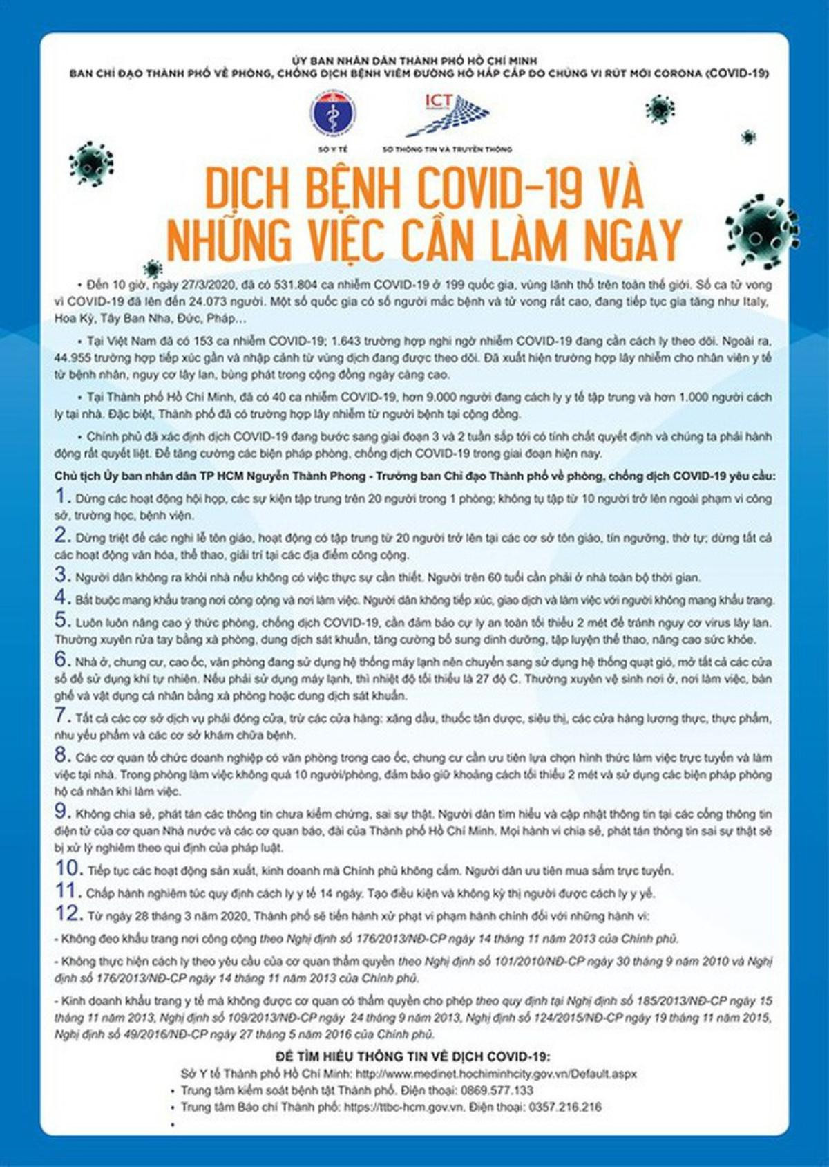 12 yêu cầu người dân TP.HCM cần làm từ 0h ngày 28/3 để phòng COVID-19, tránh bị phạt Ảnh 1