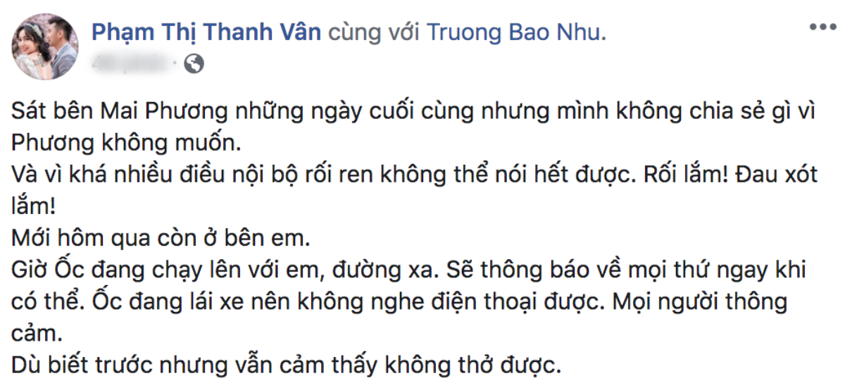 Sao Việt bàng hoàng trước thông tin Mai Phương qua đời, Ốc Thanh Vân chia sẻ: 'Nội bộ rối ren lắm' Ảnh 8