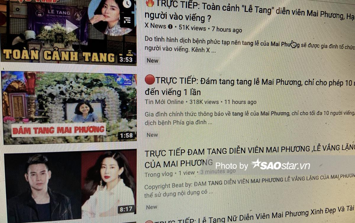 Phản cảm nhiều video giả livestream đám tang diễn viên Mai Phương xuất hiện trên YouTube Ảnh 1