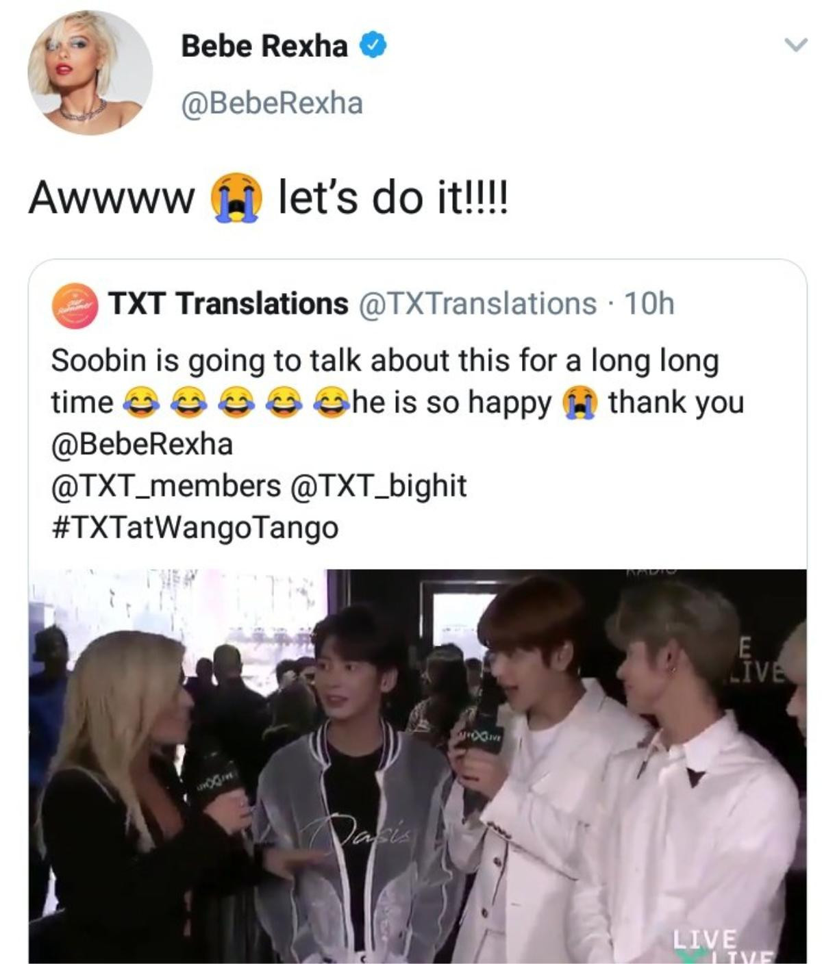 Bebe Rexha thông báo sẽ thực hiện phát sóng trực tiếp cùng TXT, fanboy Soobin chính thức được gặp thần tượng Ảnh 2