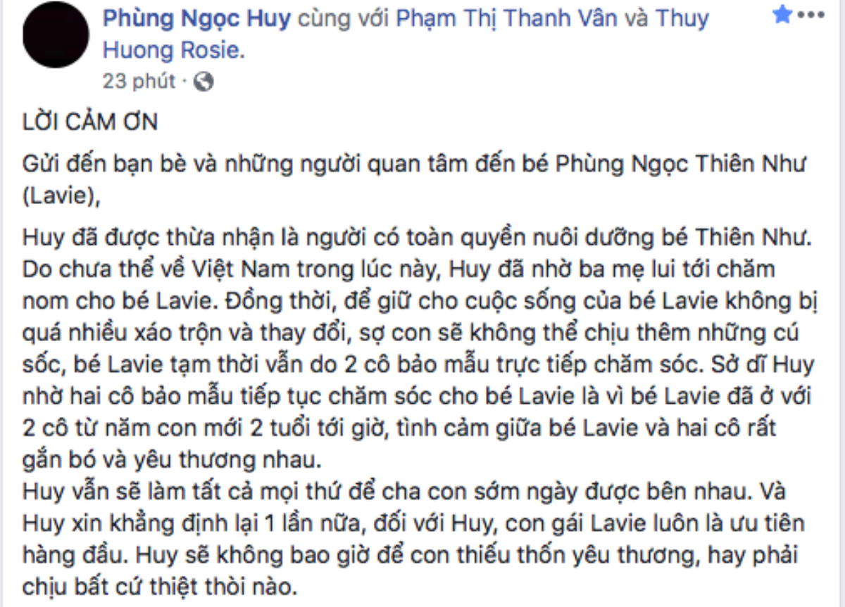 Phùng Ngọc Huy chính thức được thừa nhận là người có toàn quyền nuôi dưỡng bé Lavie Ảnh 2