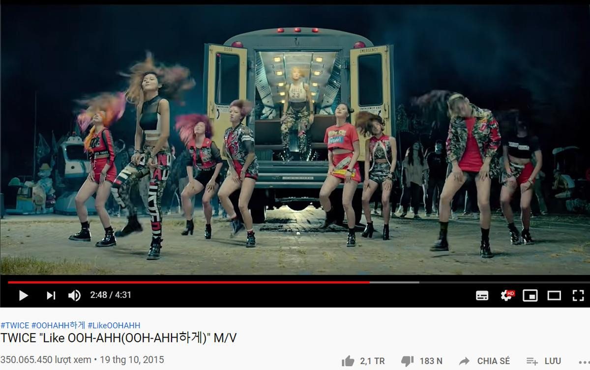 Like Ooh Ahh trở thành MV thứ 5 của Twice cán mốc 350 triệu lượt xem trên youtube! Ảnh 1