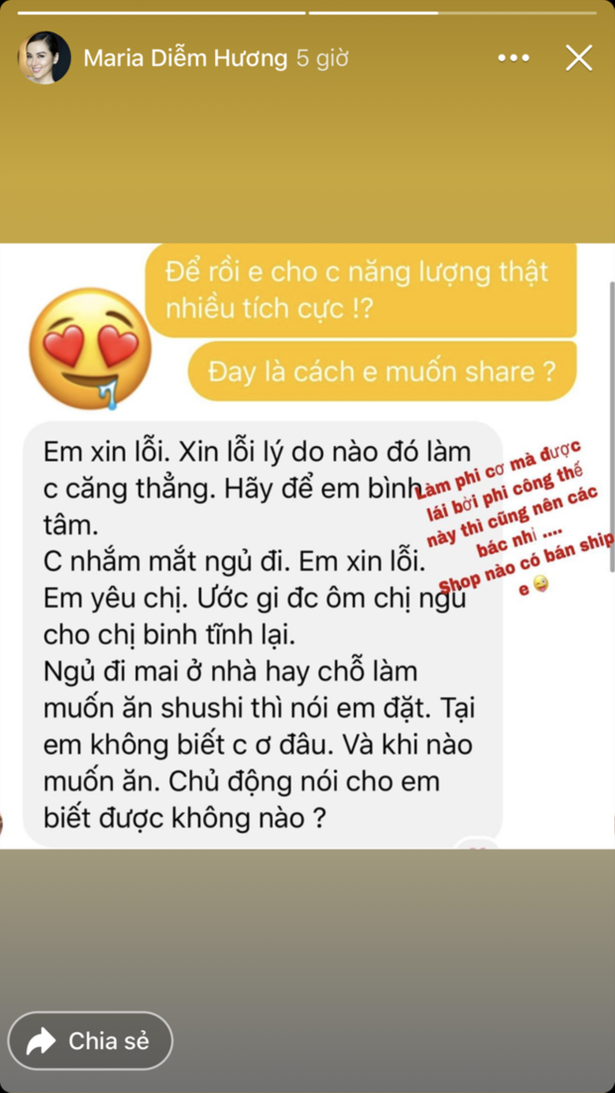 Hoa hậu Diễm Hương công khai đoạn tin nhắn với người tình mới kém tuổi khiến dân mạng ganh tị Ảnh 2