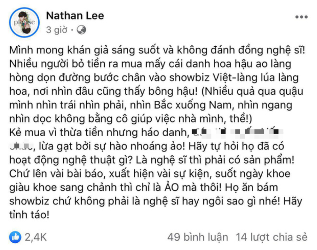 Nathan Lee gây sốc với phát ngôn: 'Nhiều hoa hậu chẳng bằng giúp việc nhà tôi' Ảnh 1