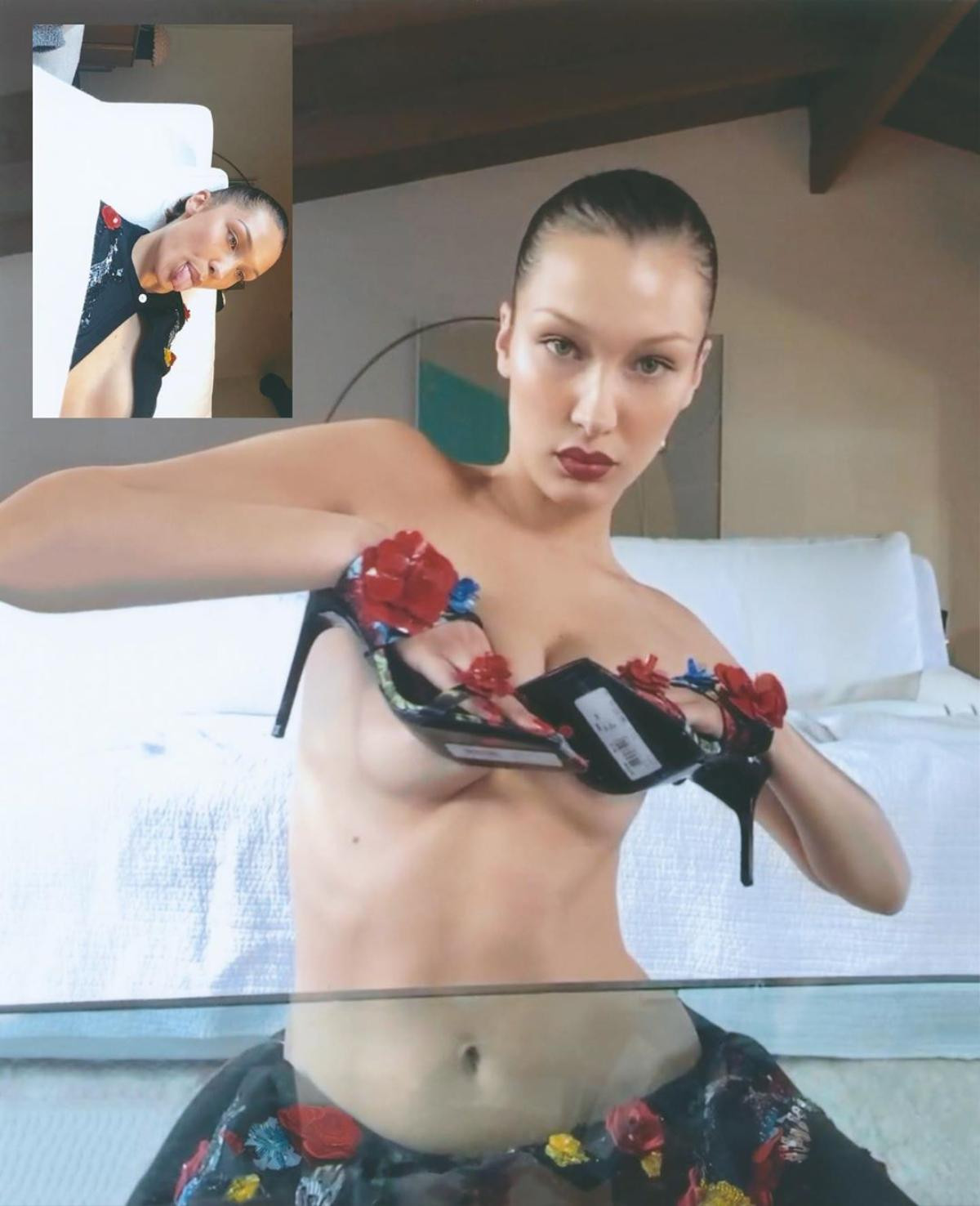 Làng mẫu thời Covid 19: Vogue Italia chụp ảnh Bella Hadid trực tuyến qua Facetime Ảnh 2