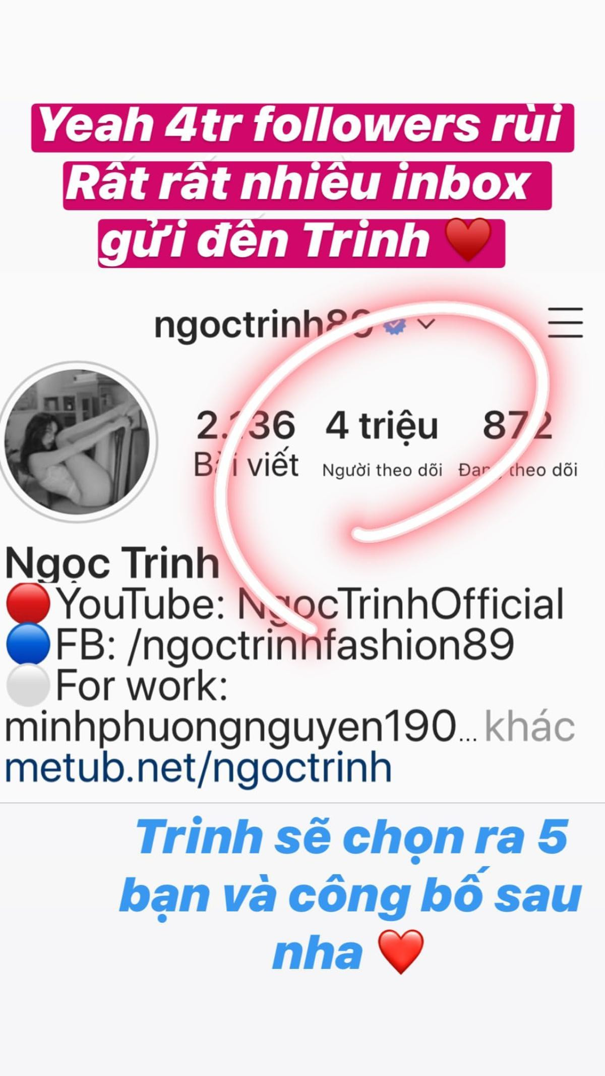 Ngọc Trinh là ngôi sao Vbiz thứ 3 vượt mốc 4 triệu follow Instagram sau Sơn Tùng - Chi Pu Ảnh 2