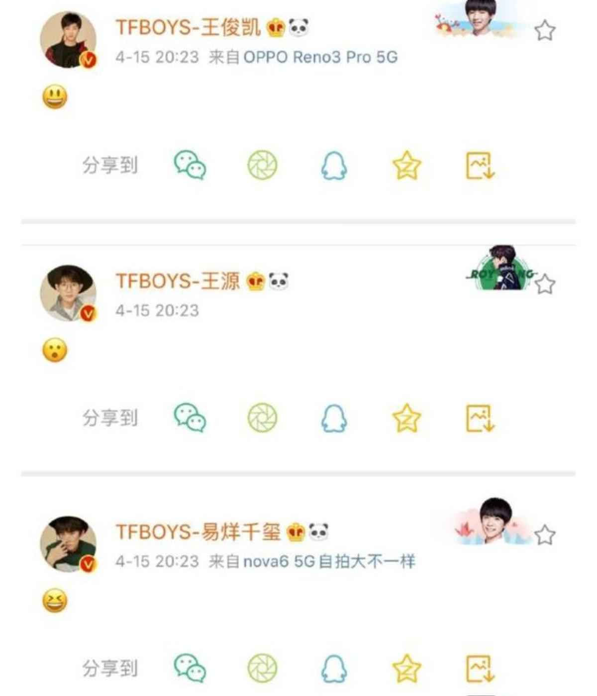 TFBOYS cùng đăng icon biểu cảm trên Weibo để kỷ niệm 6 năm đoạt giải thưởng lớn Ảnh 2