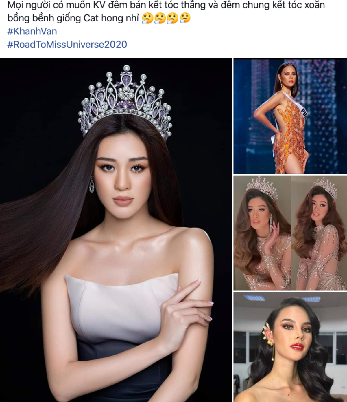 Fan hiến kế Khánh Vân tung chiêu bài 'tóc thẳng - uốn xoăn' như Catriona Gray tại Miss Universe Ảnh 1