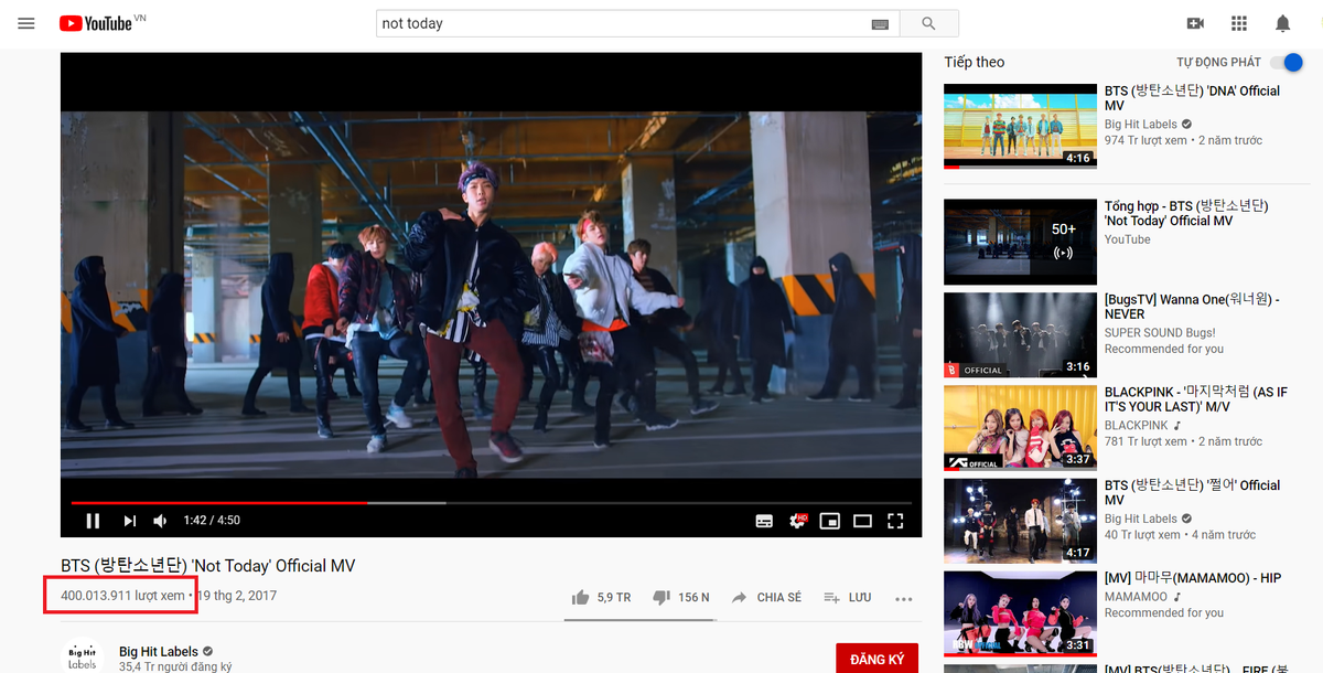 BTS củng cố ngôi vương Kpop group có nhiều MV đạt 400 triệu view nhất với thành tích mới của 'Not Today' Ảnh 4