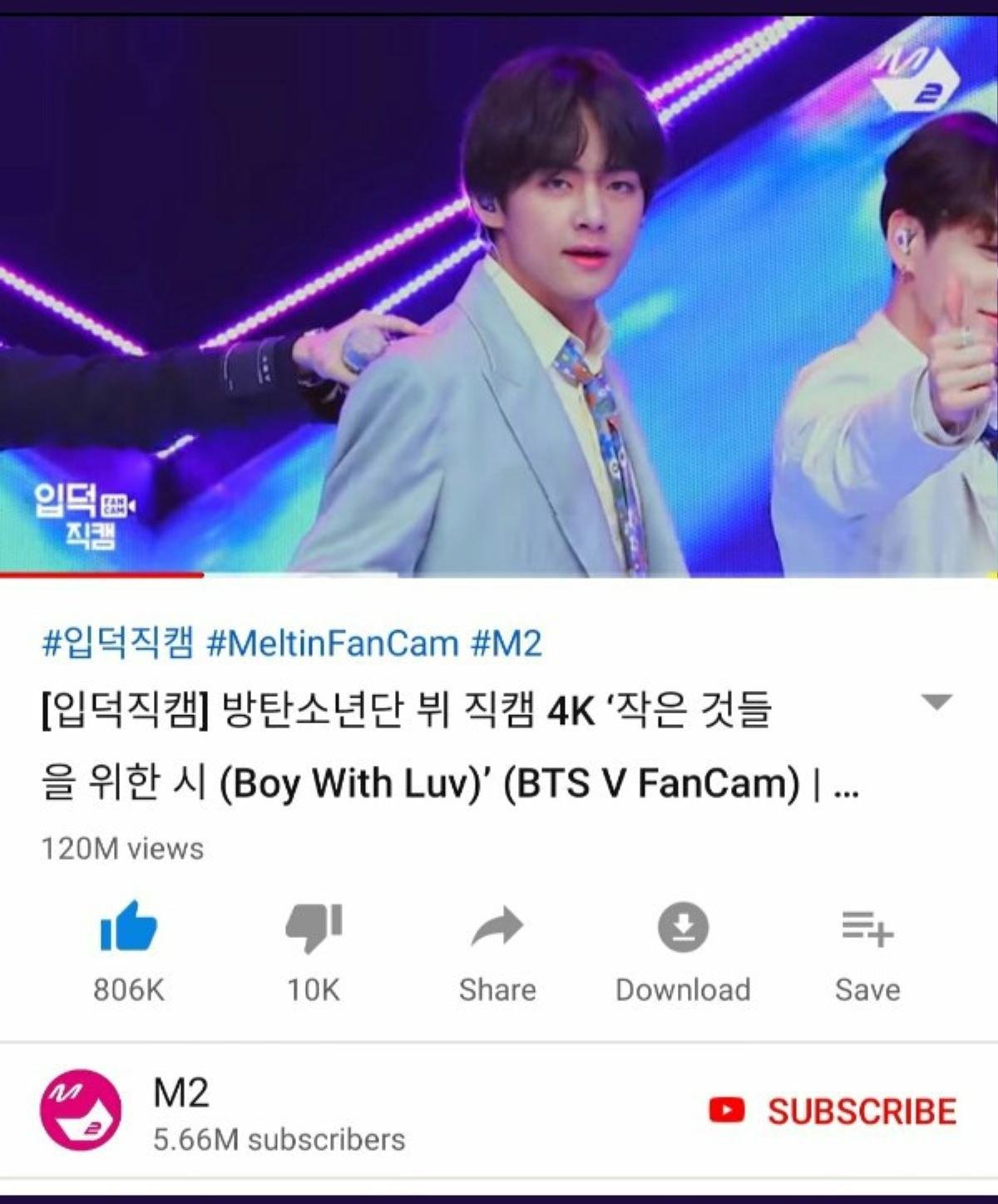 Cán mốc lượt xem 'khủng', fancam 'Boy With Luv' của V (BTS) bỏ túi thêm kỉ lục mới Ảnh 2