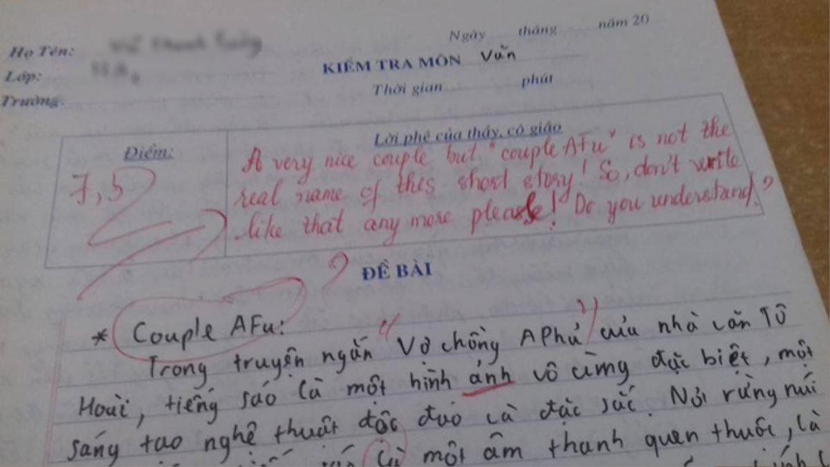 Sử dụng tiếng Anh trong bài kiểm tra Văn, nam sinh bị cô giáo ‘phản dame’ cực gắt khiến CĐM cười ngất Ảnh 1