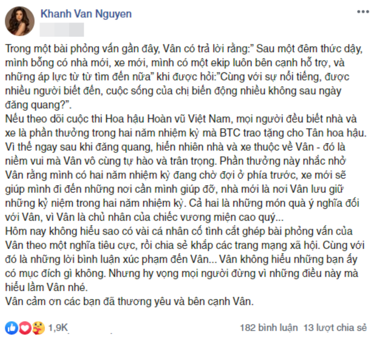 H'Hen Niê bênh vực, yêu cầu anti-fan xin lỗi Khánh Vân: 'Tôi cũng có nhà có xe sau 1 đêm' Ảnh 1