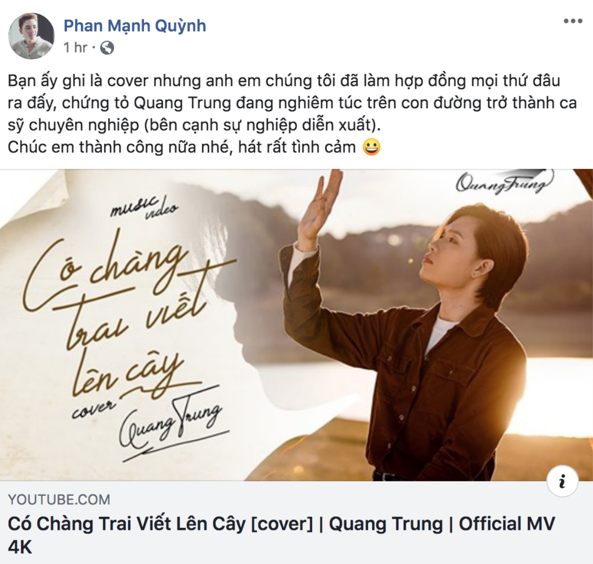 Quang Trung cover 'Có chàng trai viết lên cây', chính chủ Phan Mạnh Quỳnh nói gì? Ảnh 2