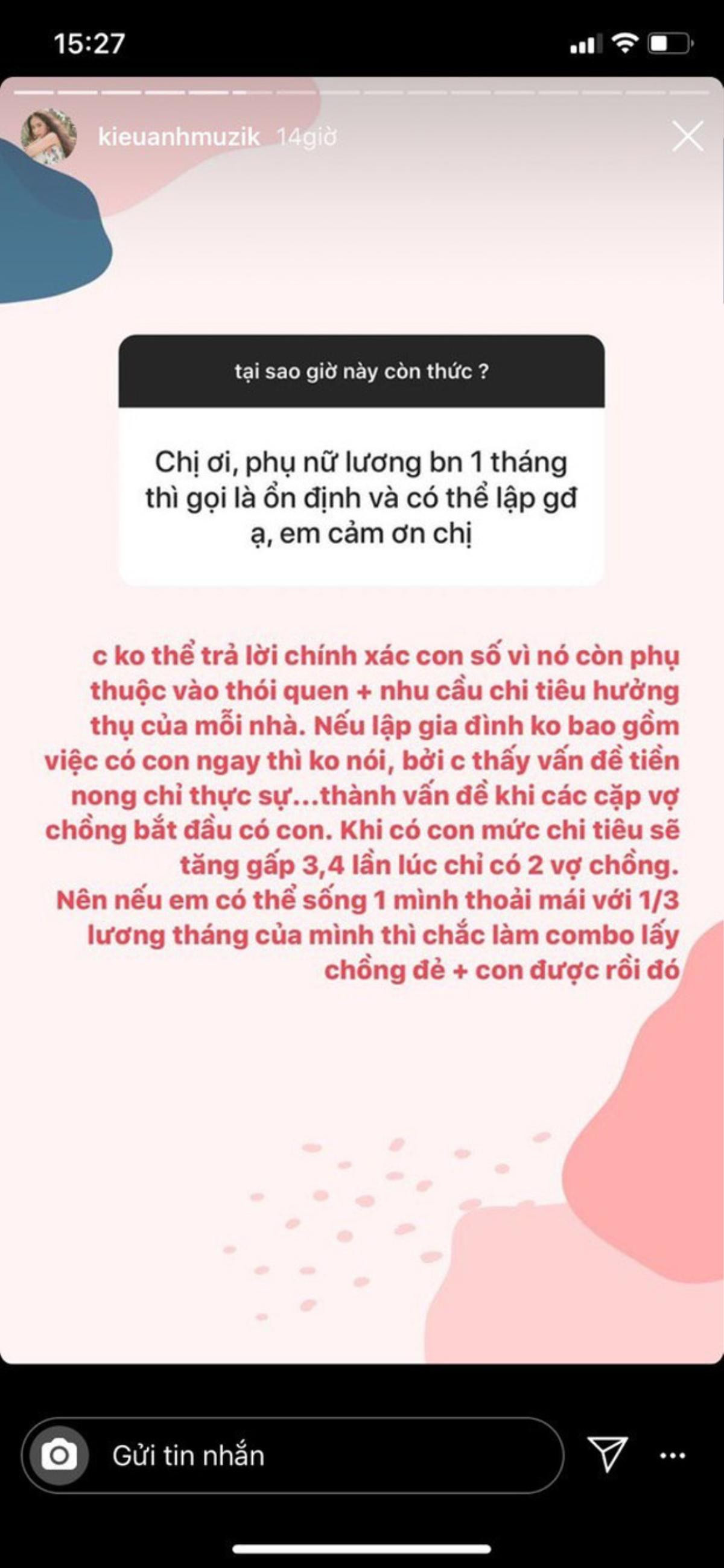 Ca nương Kiều Anh gây chú ý với những chia sẻ 'thắng thắn' trước câu hỏi: 'Phụ nữ lương bao nhiêu 1 tháng để có thể lập gia đình?' Ảnh 2