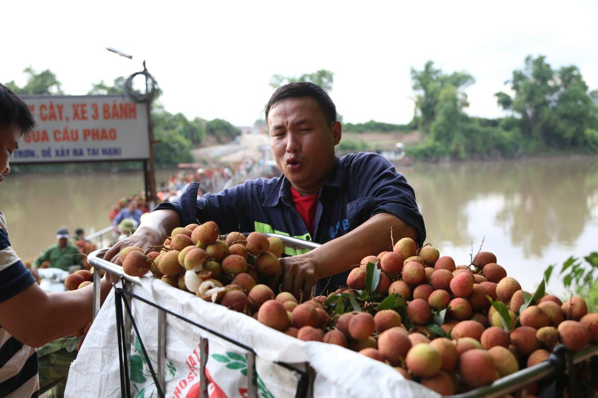 Dở khóc dở cười cảnh người dân vồ ếch, cắm đầu xuống sông khi chở vải qua cầu phao ‘tử thần’ Ảnh 19