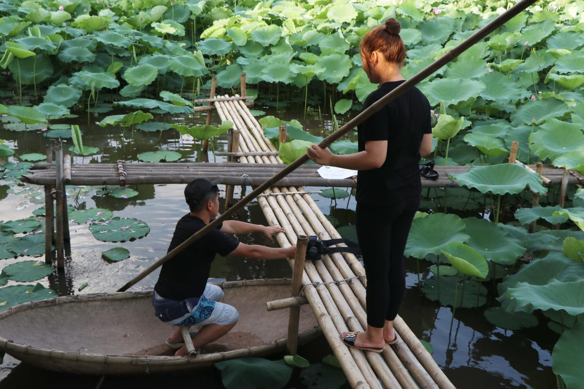 Rủ nhau đội nắng 40 độ C chụp ảnh bên hoa sen, mải mê đến nỗi suýt lật cả thuyền Ảnh 6