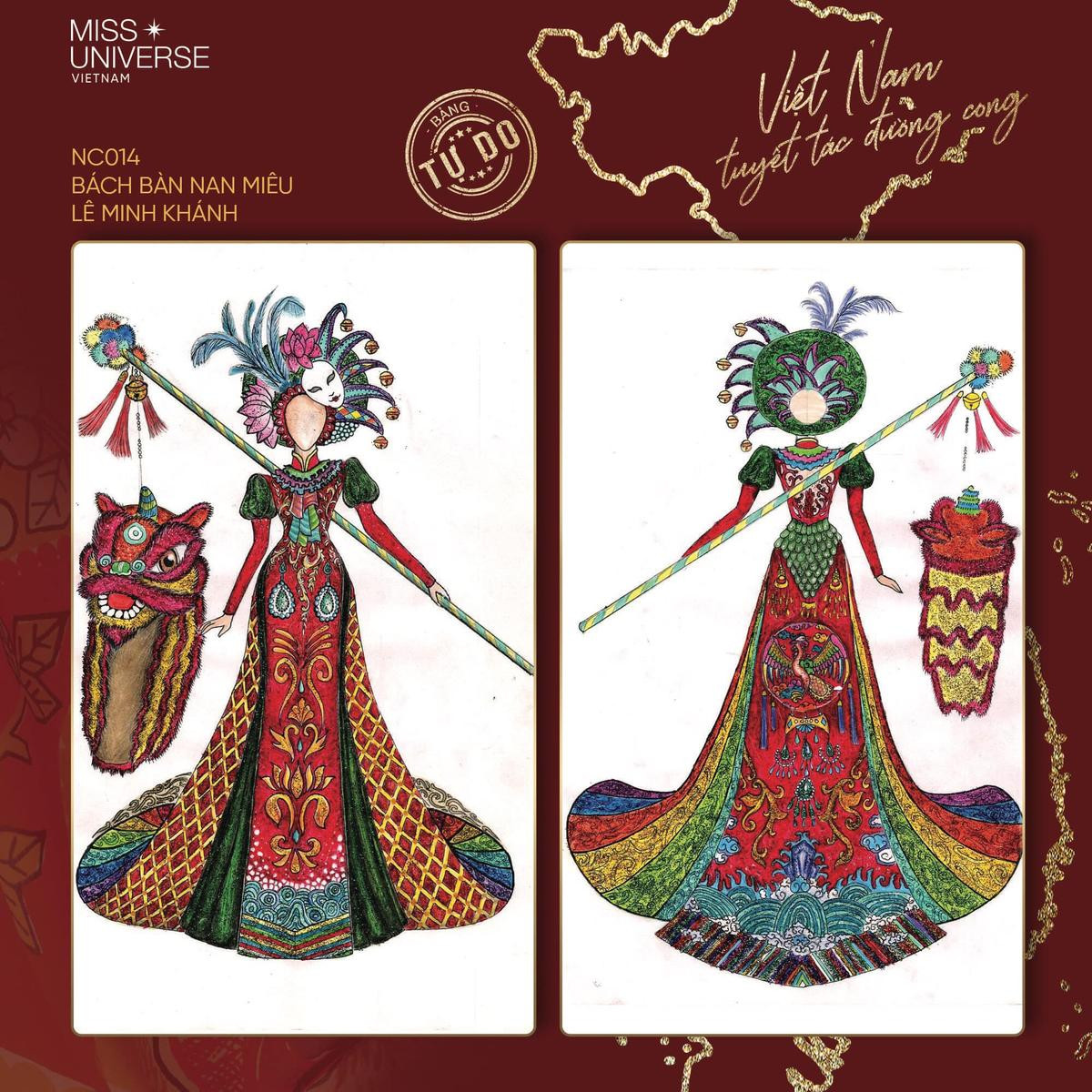 Múa lân - Múa bóng xuất hiện trên National Costume của Khánh Vân: Ai nói áo dài nhàm chán? Ảnh 8