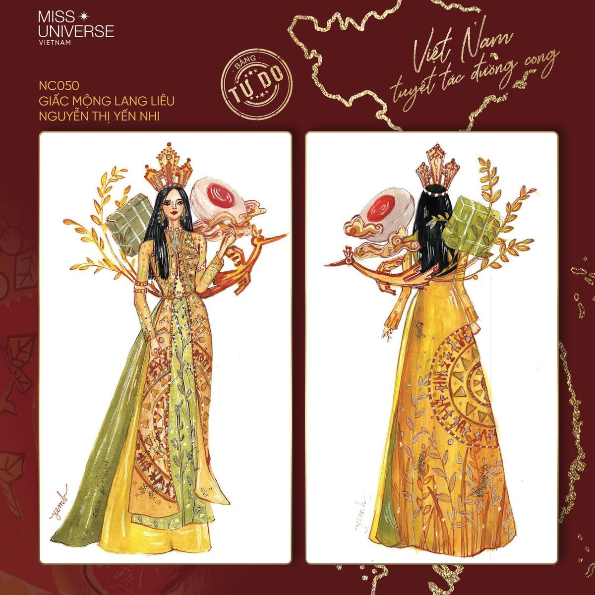 National Costume Khánh Vân: Bánh chưng bánh dày Lang Liêu độc lạ, mê mẩn 'Tranh cổ Đông Hồ' Ảnh 2