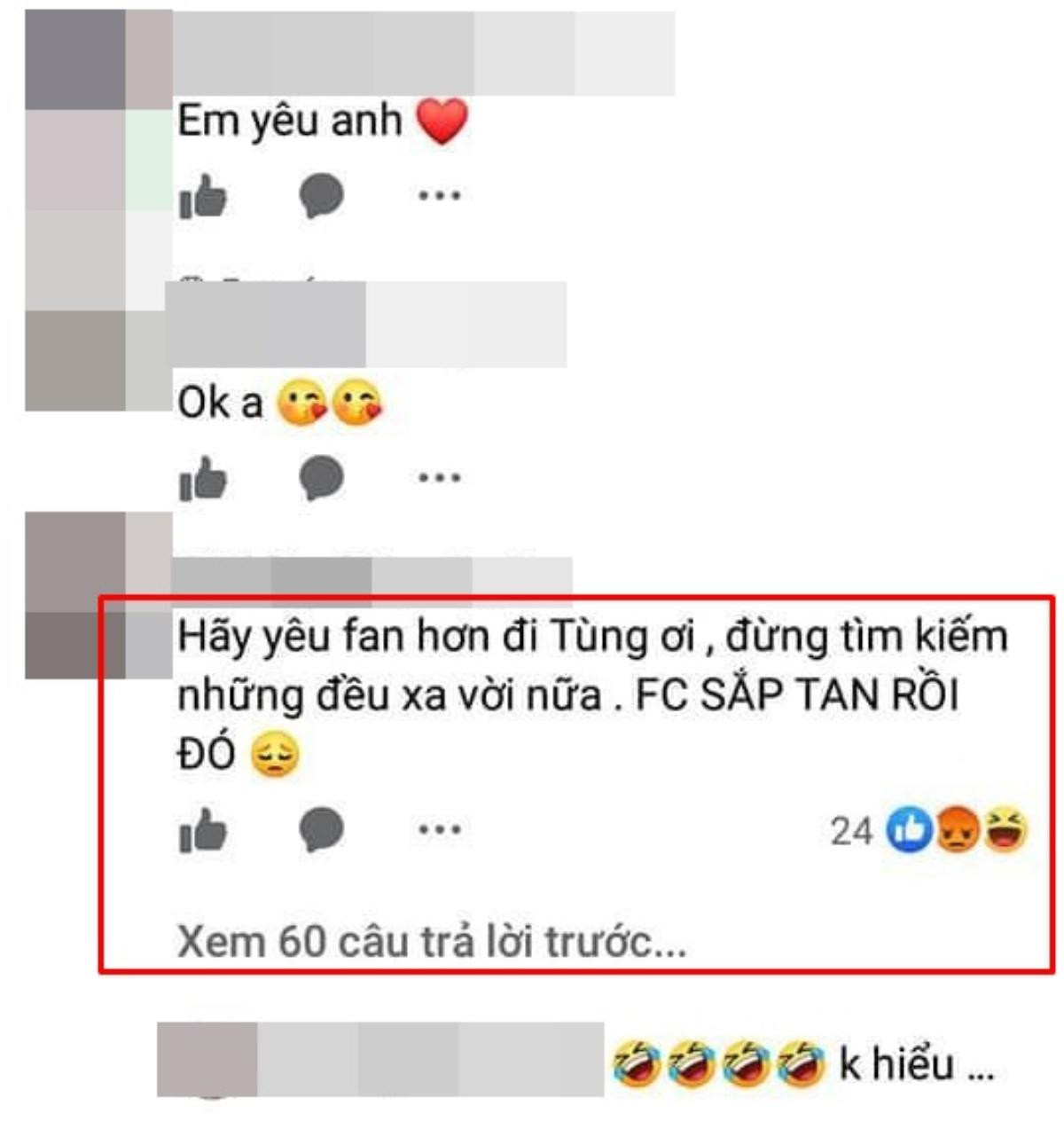 Sơn Tùng M-TP bình tâm ấn like comment ấm ức từ fan: 'Đừng tìm kiếm những điều xa vời nữa. FC sắp tan rồi đó'? Ảnh 2