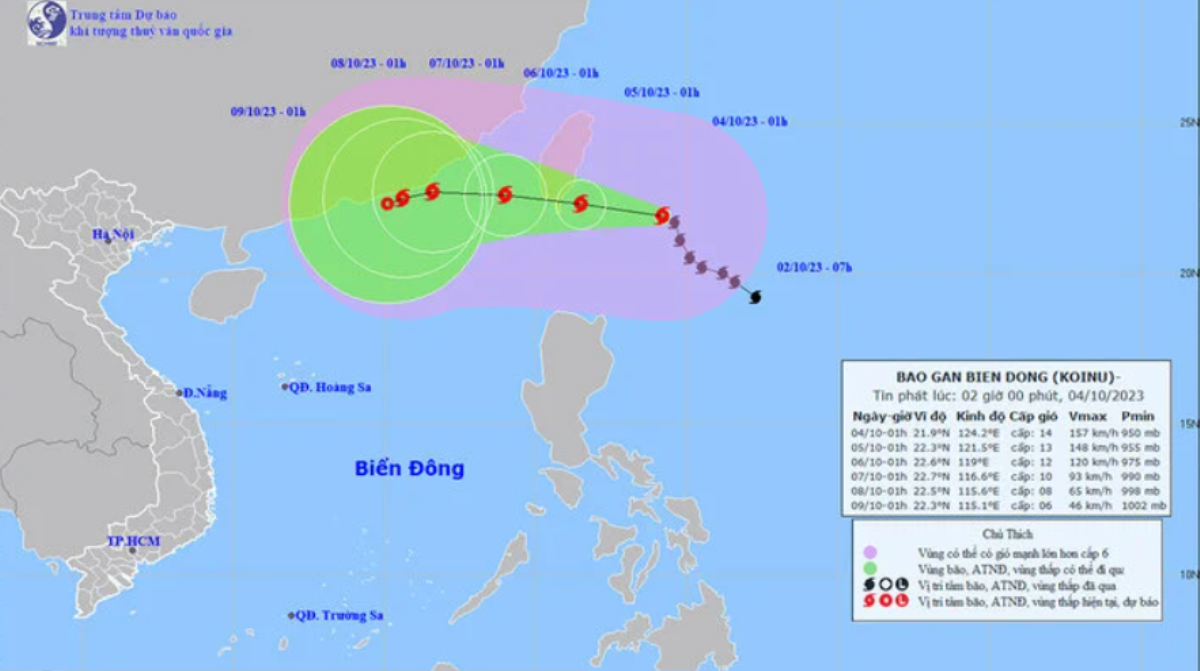 Thời điểm bão Koinu đổ bộ Biển Đông? Ảnh 1
