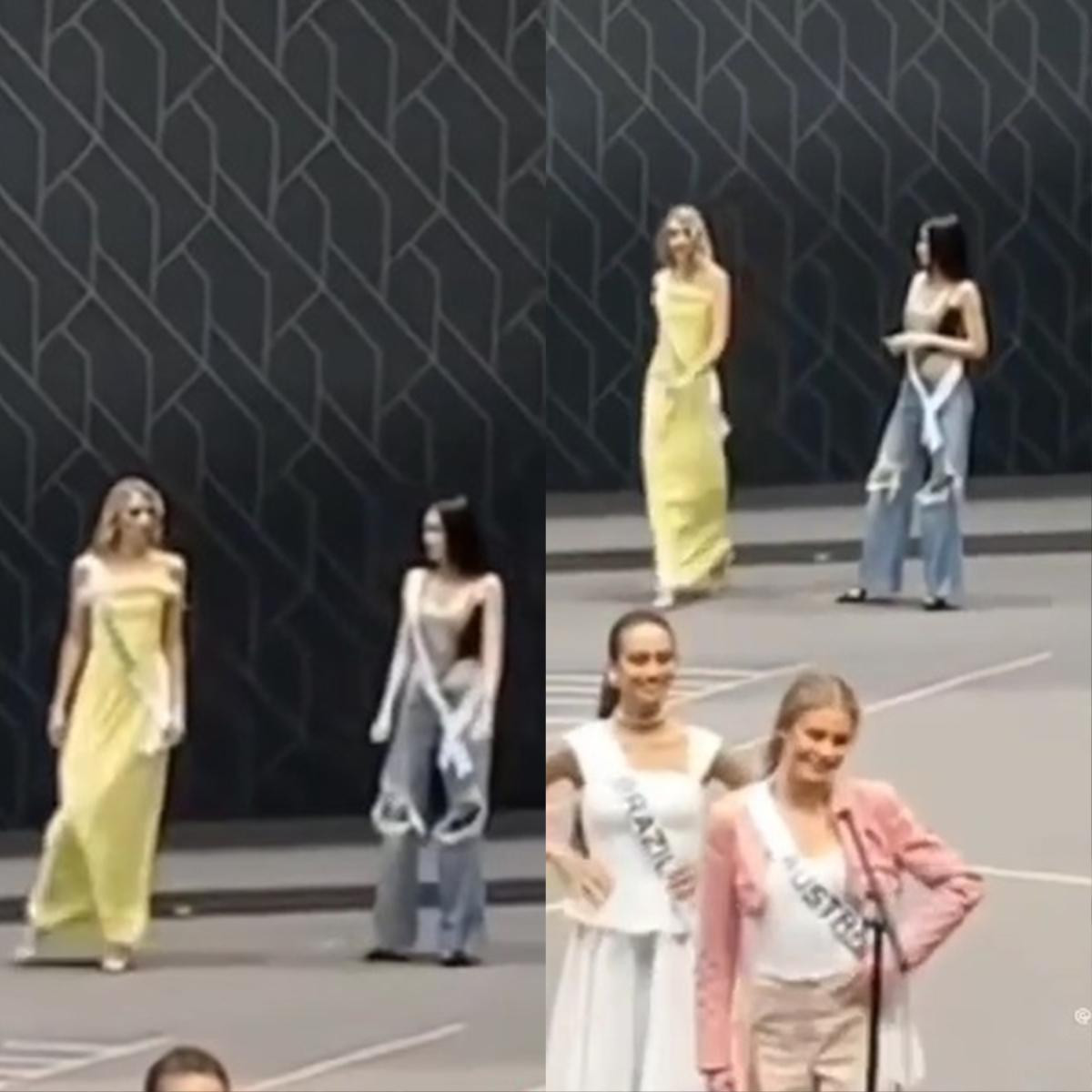 Đang đi thi, Bùi Quỳnh Hoa nhiệt tình hướng dẫn 'đối thủ' catwalk ở Miss Universe Ảnh 1