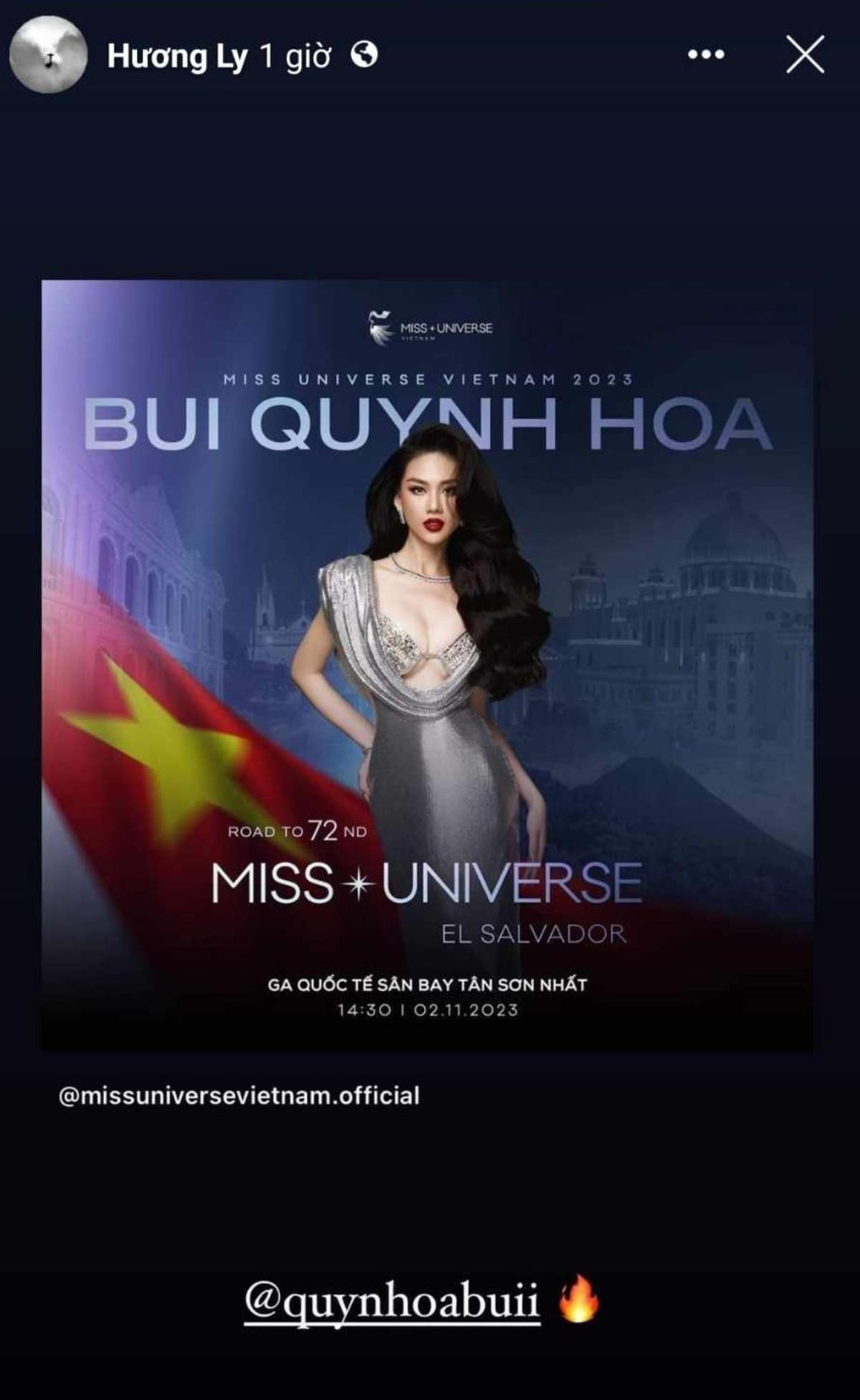 Từng đến tiễn Lê Hoàng Phương, giờ Hương Ly vắng mặt khi Bùi Quỳnh Hoa đi thi Miss Universe: Lý do là gì? Ảnh 4