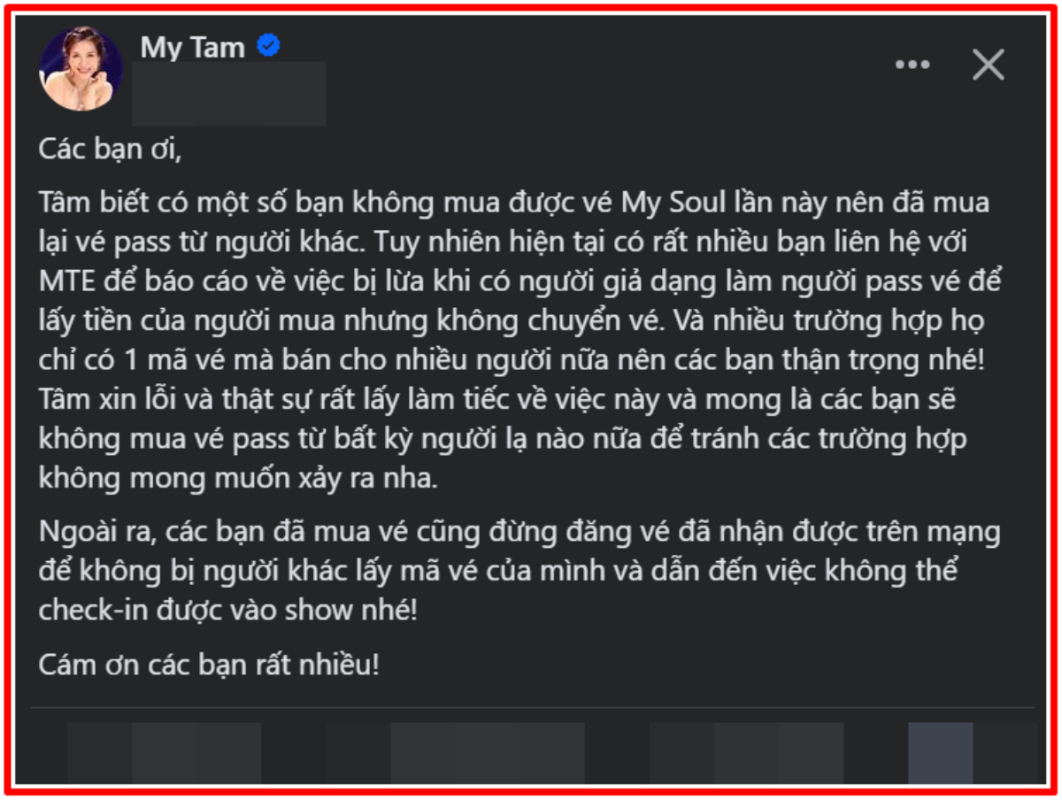 Mỹ Tâm đăng đàn cảnh báo chiêu trò lừa đảo: 'Tâm xin lỗi và rất lấy làm tiếc' Ảnh 4