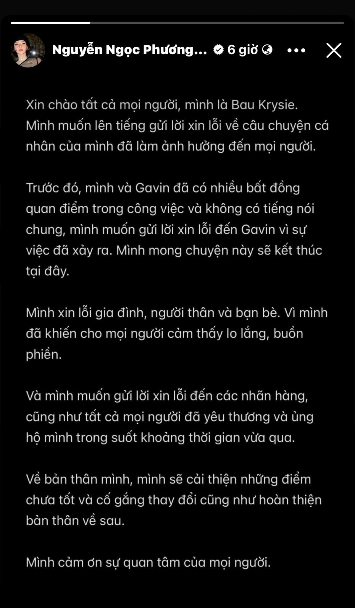 Bâu Krysie lên tiếng xin lỗi người yêu cũ khi bị tố 'cắm sừng' Ảnh 2